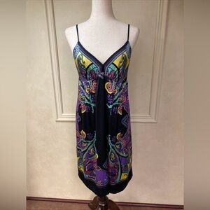 Eci NY Womens Size 10 Satin Multicolor Slip Dress Adjustable Strap Party Y2K